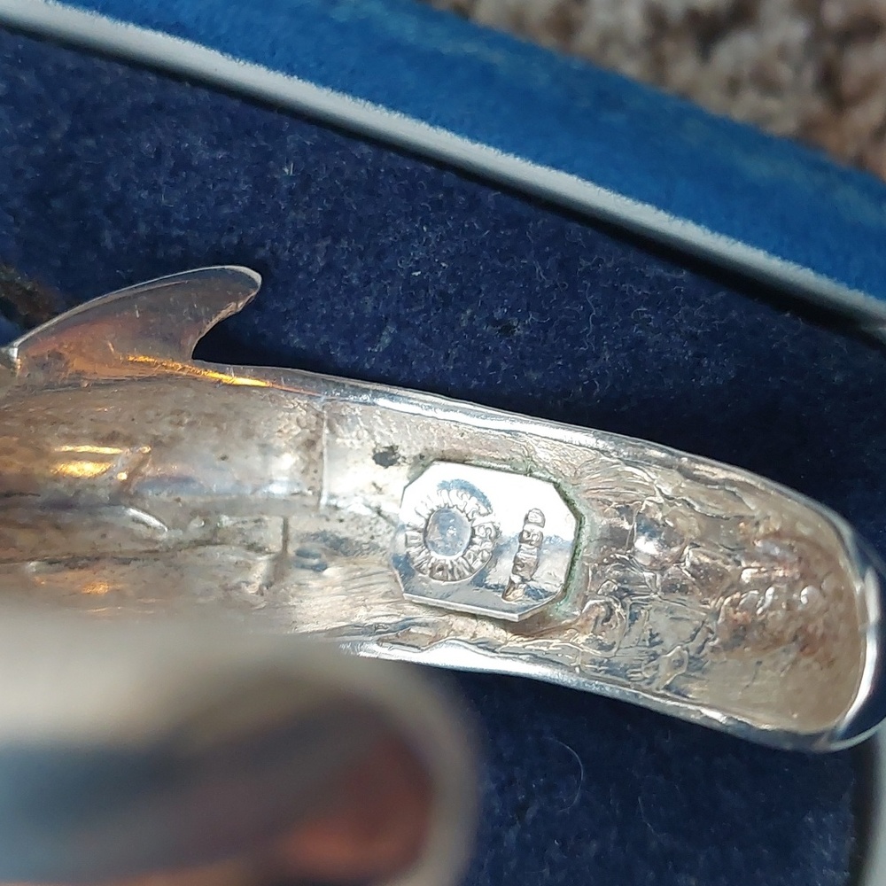 Vintage Taxco Mexico Sterling Silver Dolphin Cuff Bracelet – 925 Solid Silver - Picture 11 of 16